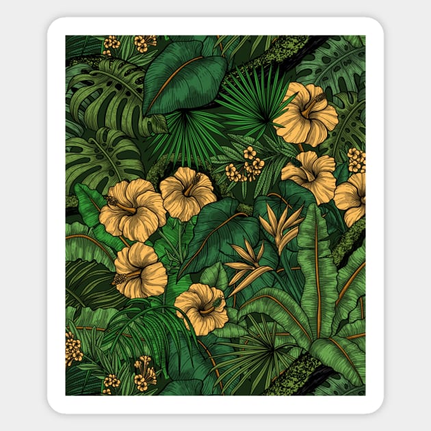 Tropical garden in green and yellow Sticker by katerinamk